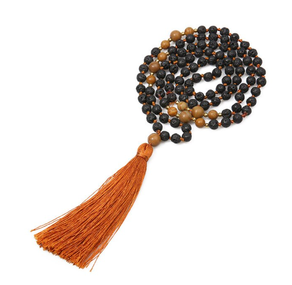Orange lava stone Mala